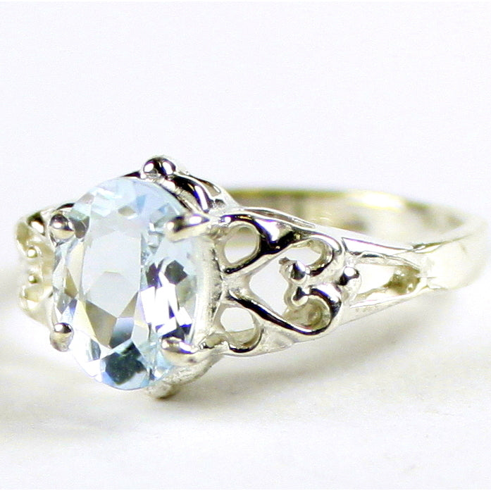 SR302 8x6mm Aquamarine 925 Sterling Silver Ring Image 2