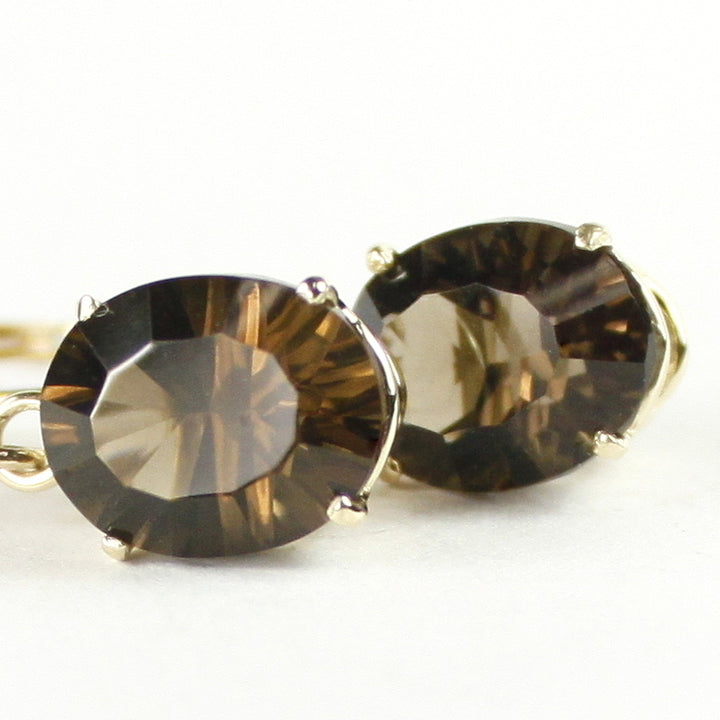 14KY Leverback Earrings Smoky Quartz E107 Image 1