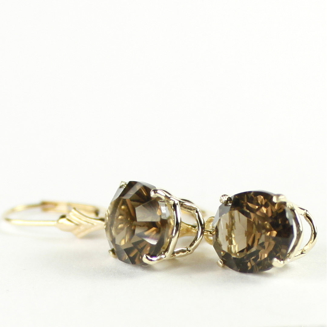 14KY Leverback Earrings Smoky Quartz E107 Image 3