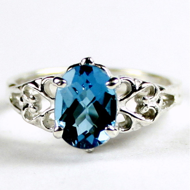 SR302 8x6mm London Blue Topaz 925 Sterling Silver Ring Image 1