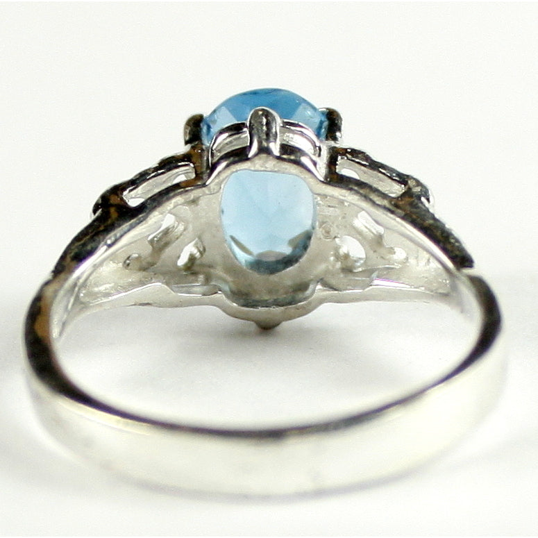 SR302 8x6mm London Blue Topaz 925 Sterling Silver Ring Image 4