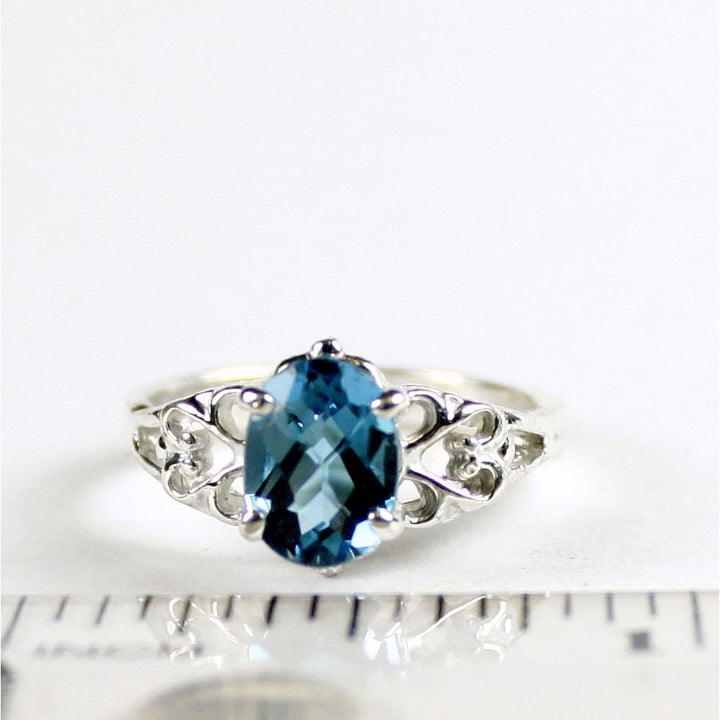 SR302 8x6mm London Blue Topaz 925 Sterling Silver Ring Image 4