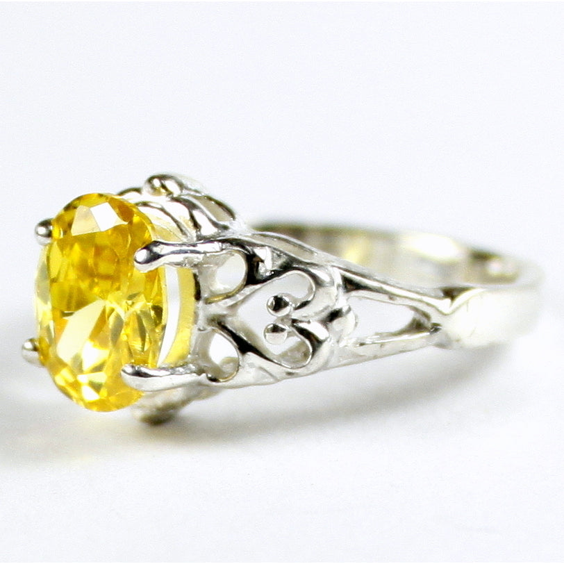 SR302 8x6mm Golden Yellow CZ 925 Sterling Silver Ring Image 2