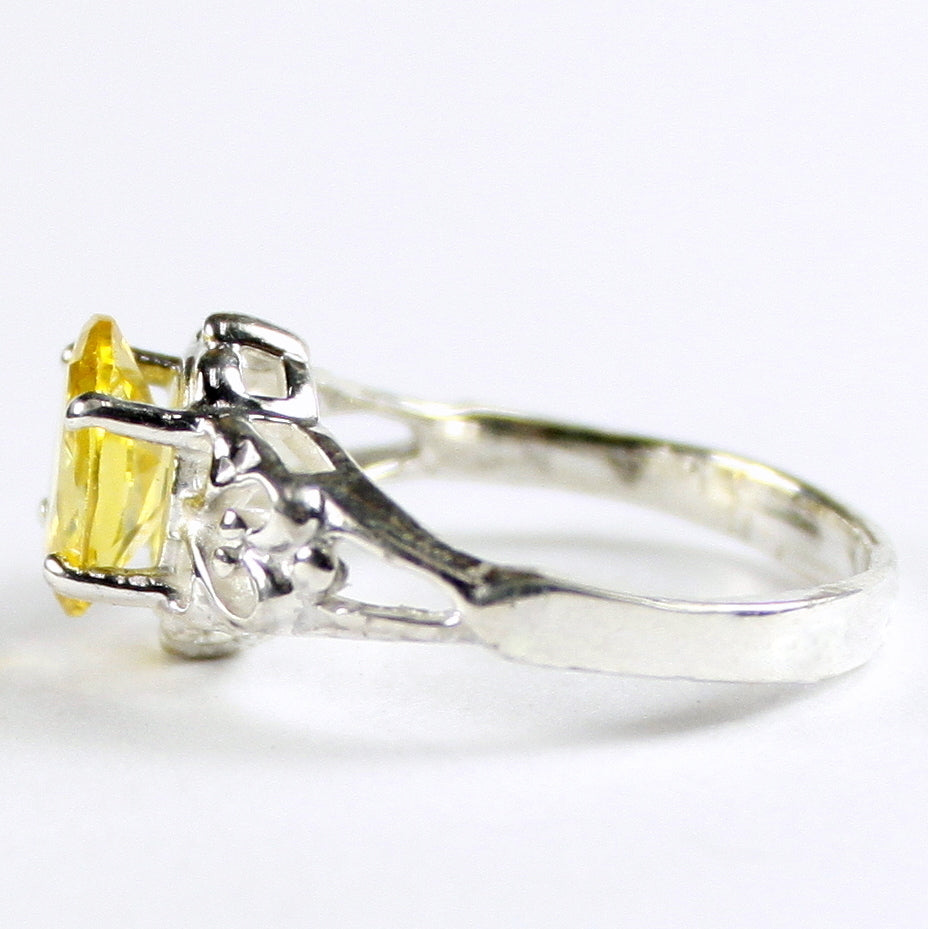 SR302 8x6mm Golden Yellow CZ 925 Sterling Silver Ring Image 3