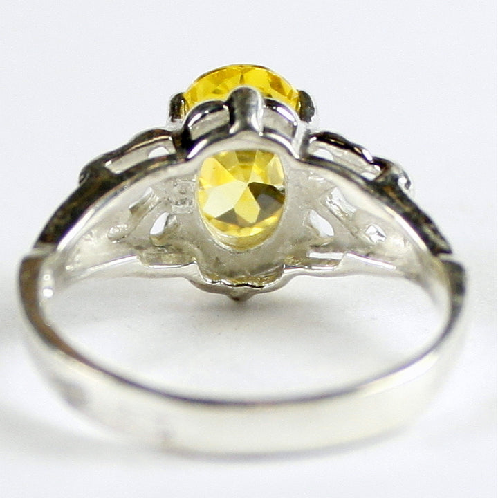 SR302 8x6mm Golden Yellow CZ 925 Sterling Silver Ring Image 4