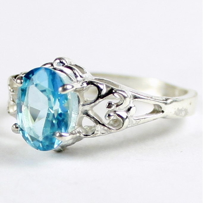 SR302 8x6mm Paraiba Topaz 925 Sterling Silver Ring Image 2