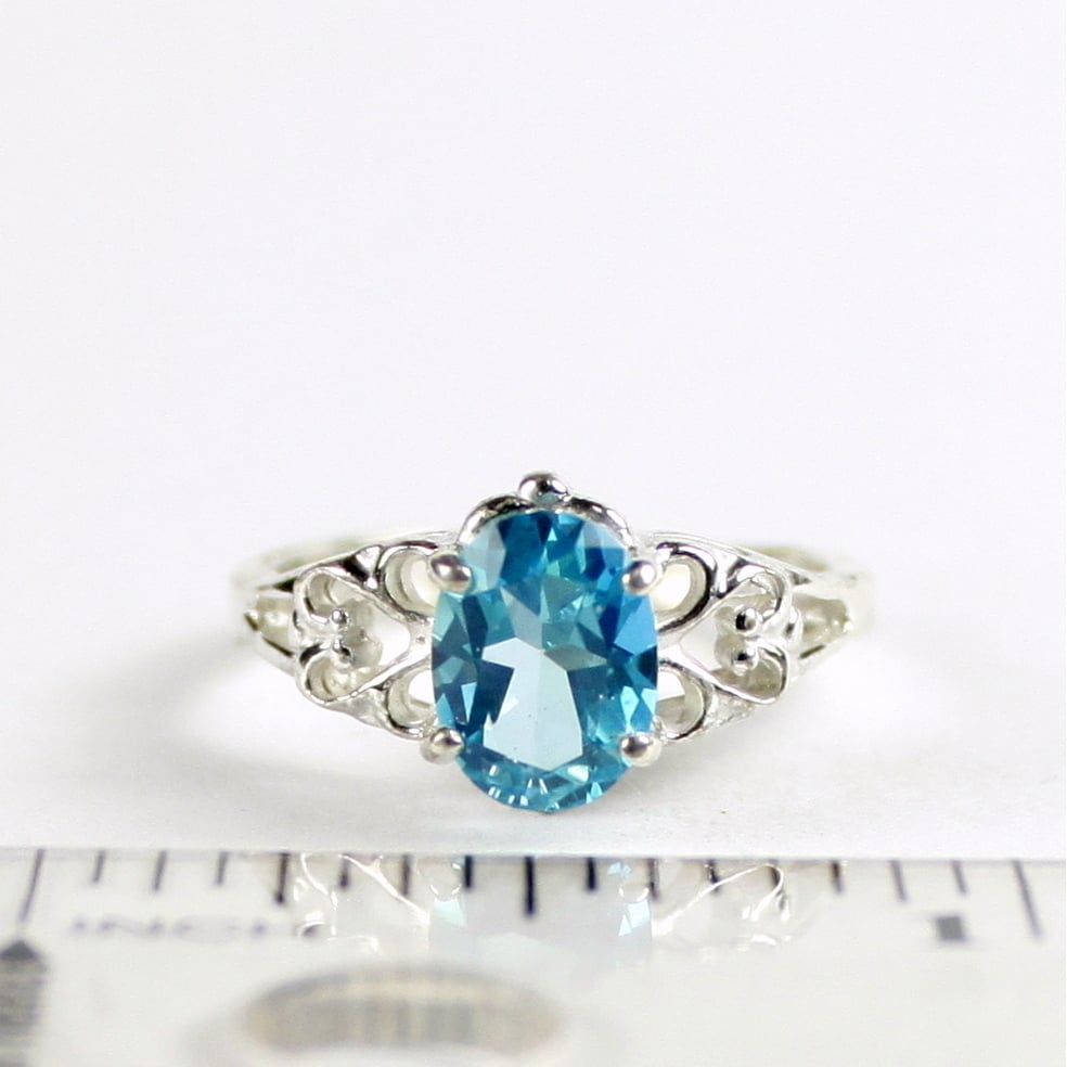 SR302 8x6mm Paraiba Topaz 925 Sterling Silver Ring Image 4