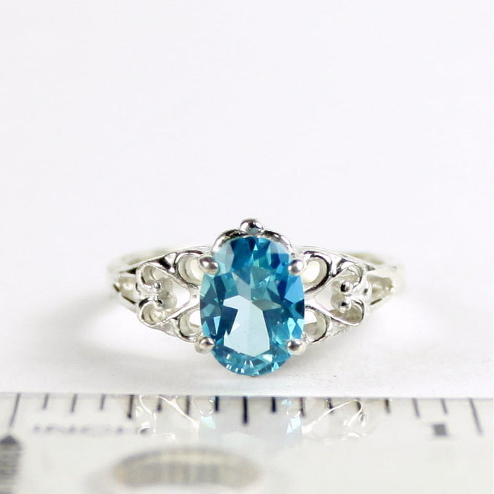 SR302 8x6mm Paraiba Topaz 925 Sterling Silver Ring Image 4