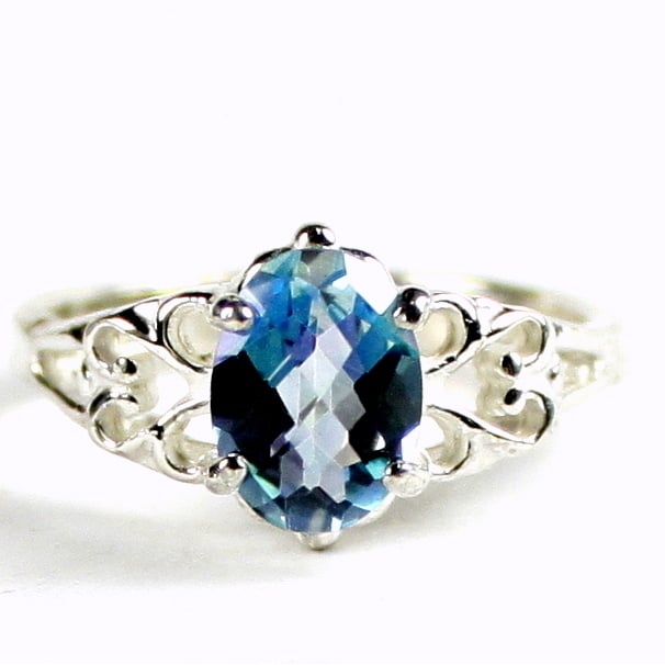 SR302 8x6mm Neptune Garden Topaz 925 Sterling Silver Ring Image 1