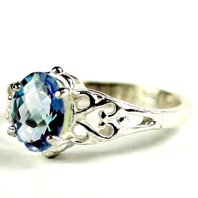 SR302 8x6mm Neptune Garden Topaz 925 Sterling Silver Ring Image 2