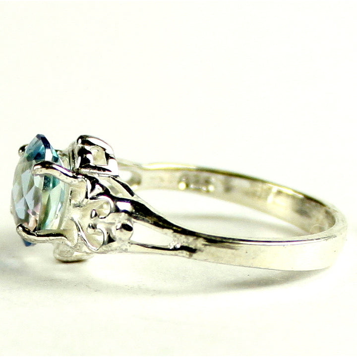 SR302 8x6mm Neptune Garden Topaz 925 Sterling Silver Ring Image 3