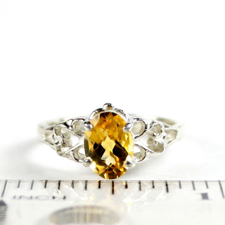 SR302 8x6mm Citrine 925 Sterling Silver Ring Image 4