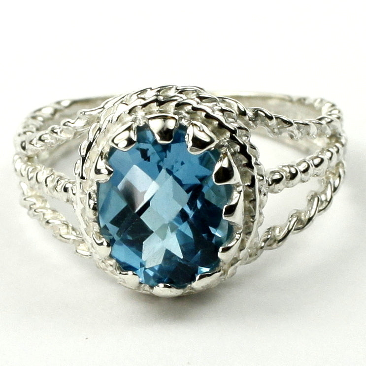 SR070 9x7mm Swiss Blue Topaz 925 Sterling Silver Ring Image 1