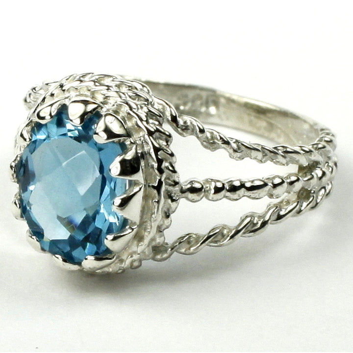 SR070 9x7mm Swiss Blue Topaz 925 Sterling Silver Ring Image 2