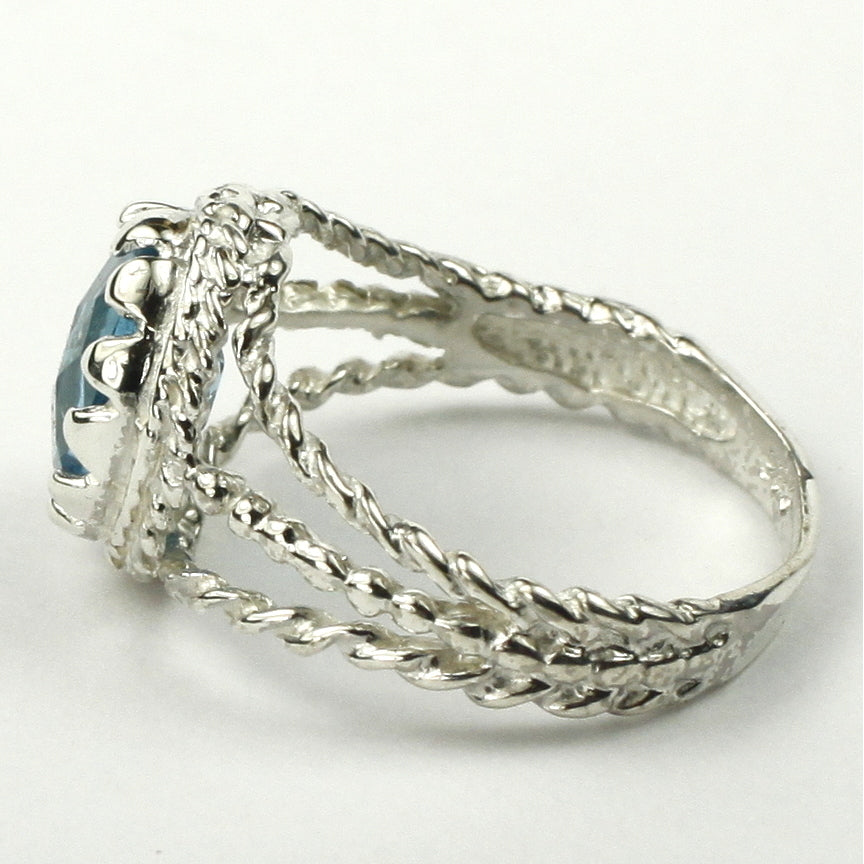 SR070 9x7mm Swiss Blue Topaz 925 Sterling Silver Ring Image 3