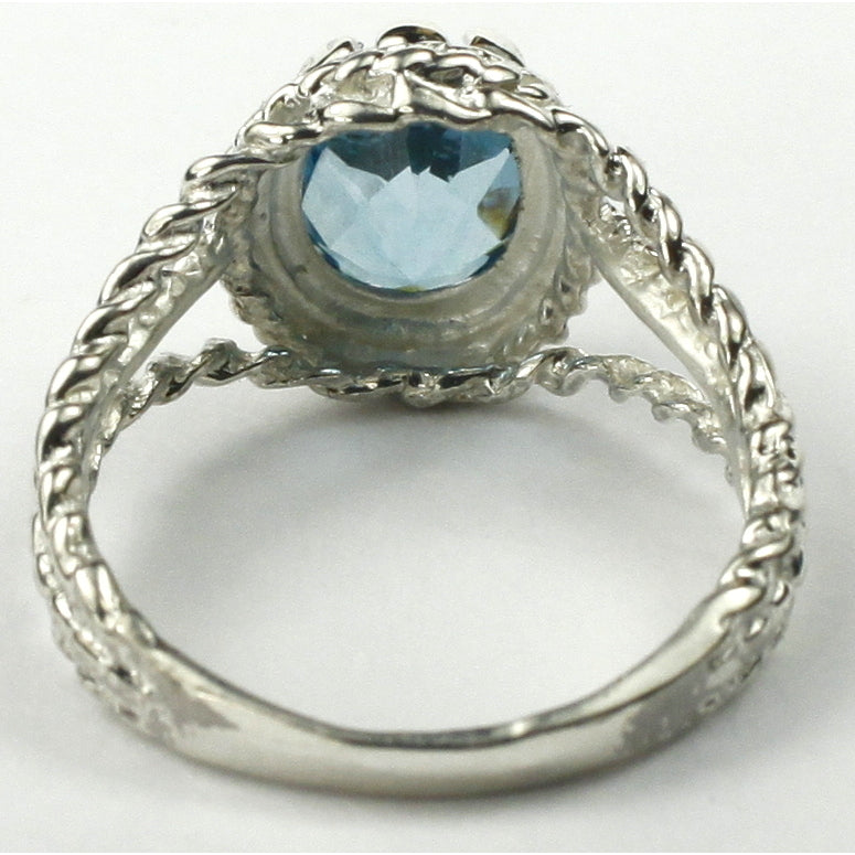 SR070 9x7mm Swiss Blue Topaz 925 Sterling Silver Ring Image 4