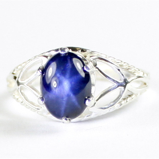 SR137 Blue Star Sapphire 925 Sterling Silver Ring Image 1