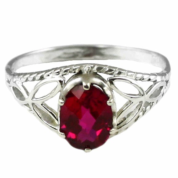 SR137 Created Ruby 925 Sterling Silver Ring Image 1