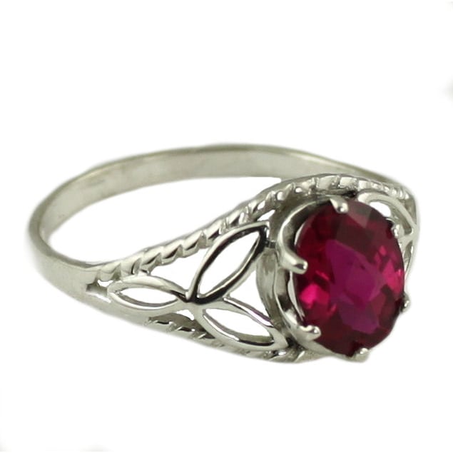 SR137 Created Ruby 925 Sterling Silver Ring Image 2