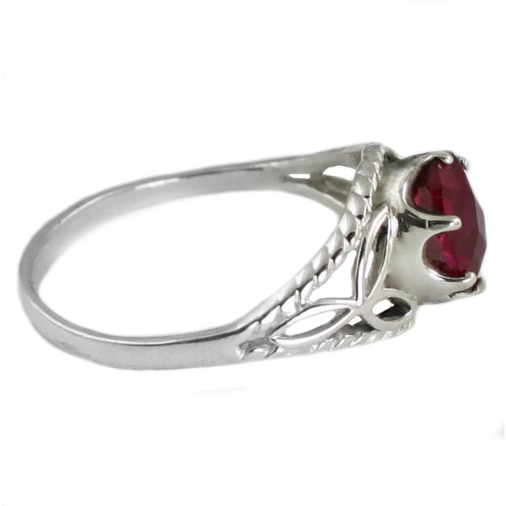 SR137 Created Ruby 925 Sterling Silver Ring Image 3