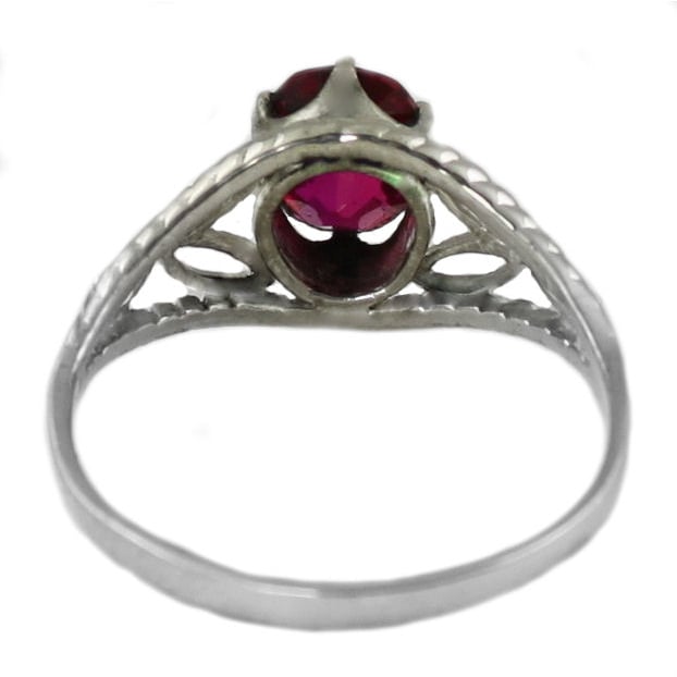 SR137 Created Ruby 925 Sterling Silver Ring Image 4