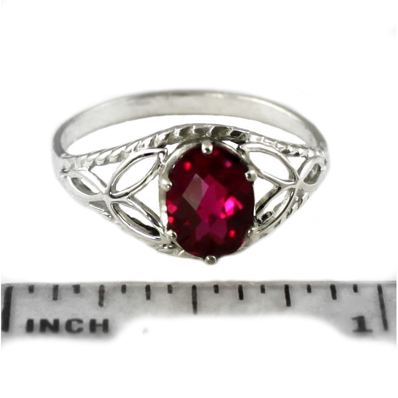 SR137 Created Ruby 925 Sterling Silver Ring Image 4