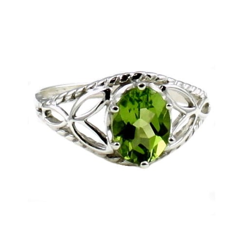 Sterling Silver Ring Natural Genuine Peridot SR137 Image 1