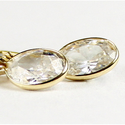 14K Gold Leverback Earrings Cubic Zirconia E001 Image 1