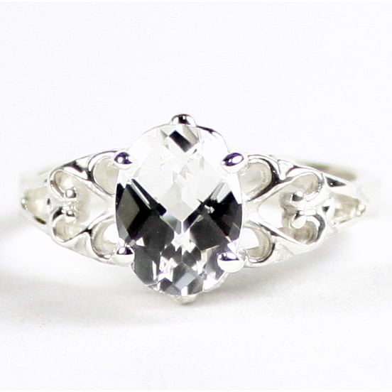 SR302 8x6mm Silver Topaz 925 Sterling Silver Ring Image 1