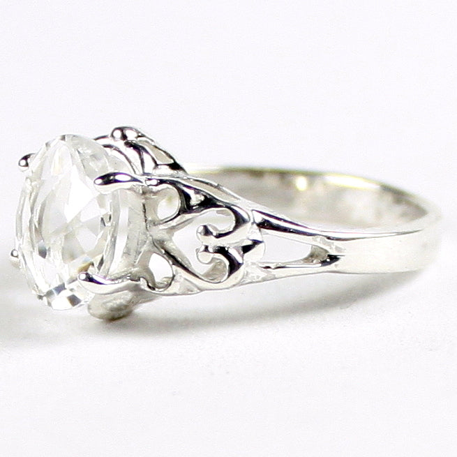 SR302 8x6mm Silver Topaz 925 Sterling Silver Ring Image 2