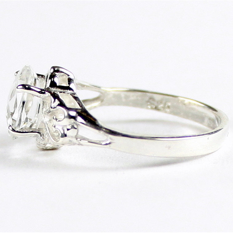 SR302 8x6mm Silver Topaz 925 Sterling Silver Ring Image 3