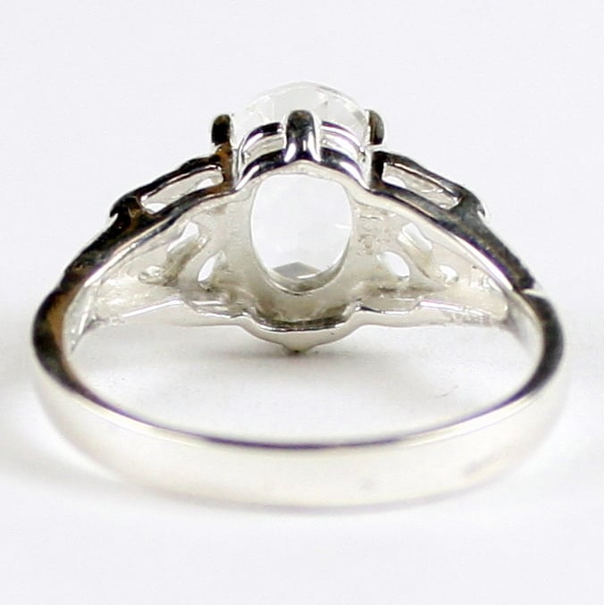 SR302 8x6mm Silver Topaz 925 Sterling Silver Ring Image 4