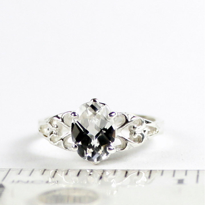 SR302 8x6mm Silver Topaz 925 Sterling Silver Ring Image 4