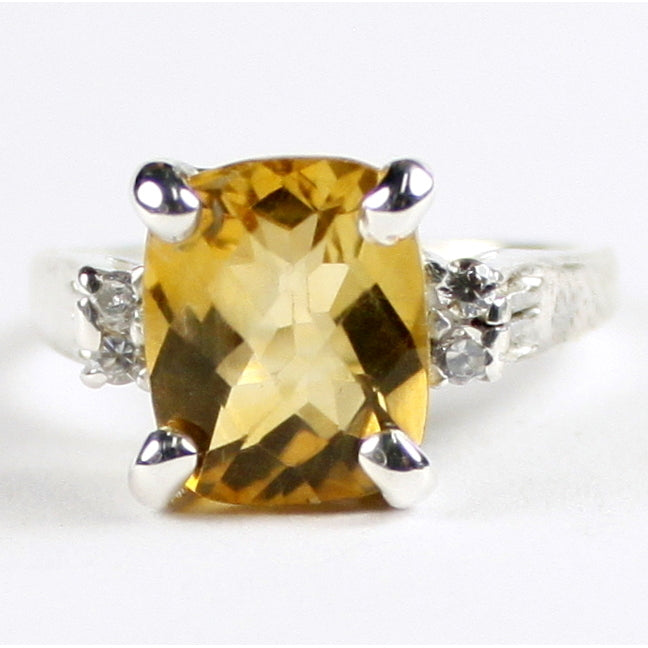 SR221 Citrine 925 Sterling Silver Ring Image 1