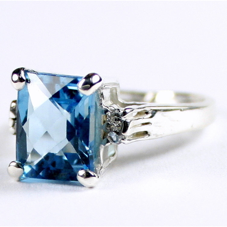 SR221 Swiss Blue Topaz 925 Sterling Silver Ring Image 2