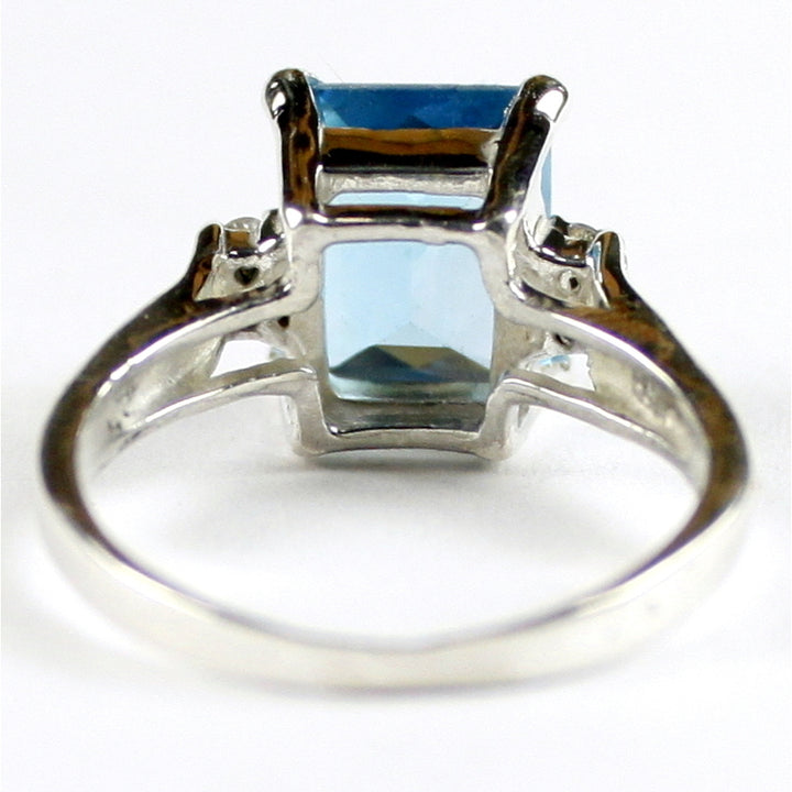 SR221 Swiss Blue Topaz 925 Sterling Silver Ring Image 4