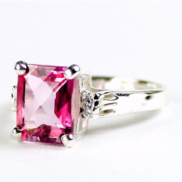 SR221 Pure Pink Topaz 925 Sterling Silver Ring Image 2