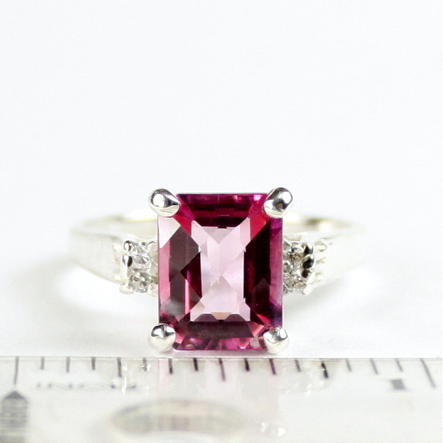 SR221 Pure Pink Topaz 925 Sterling Silver Ring Image 4