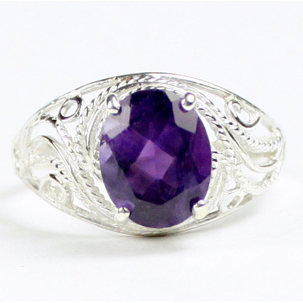 SR083 10x8mm Amethyst 925 Sterling Silver Ring Image 1