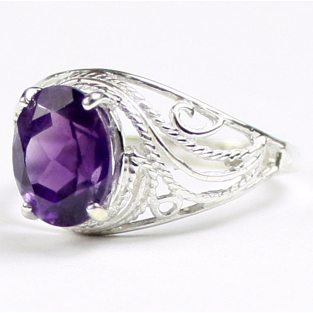 SR083 10x8mm Amethyst 925 Sterling Silver Ring Image 2