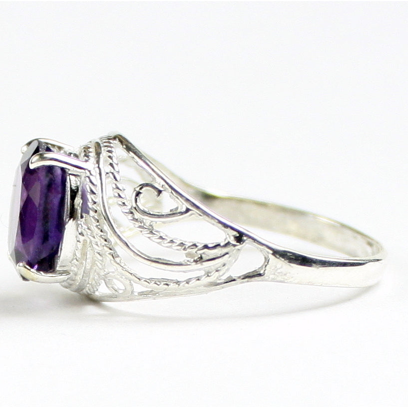 SR083 10x8mm Amethyst 925 Sterling Silver Ring Image 3