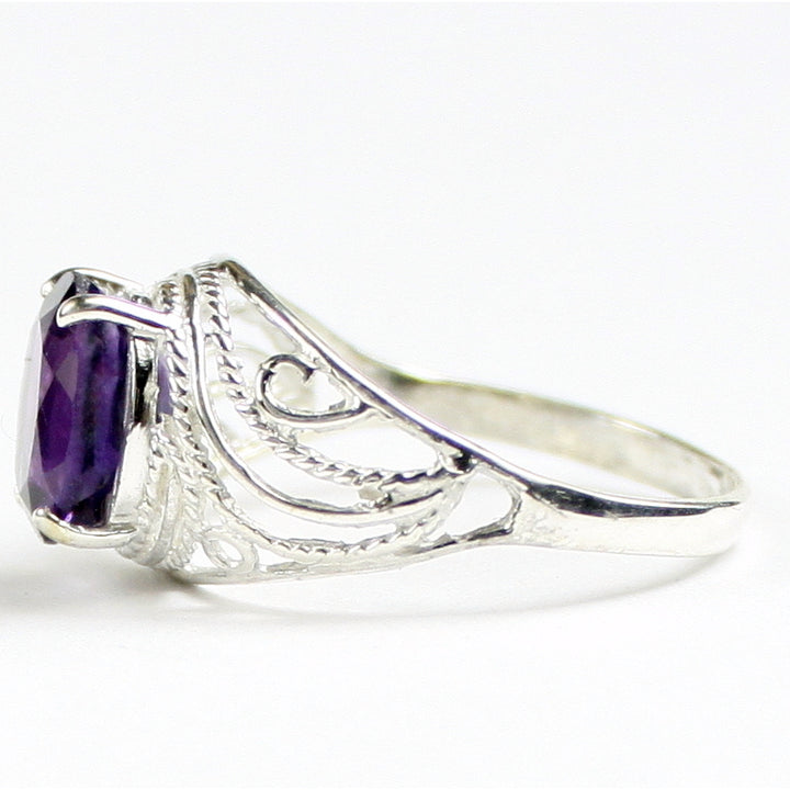 SR083 10x8mm Amethyst 925 Sterling Silver Ring Image 3