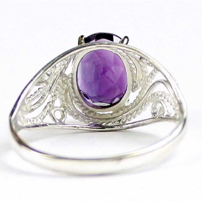 SR083 10x8mm Amethyst 925 Sterling Silver Ring Image 4