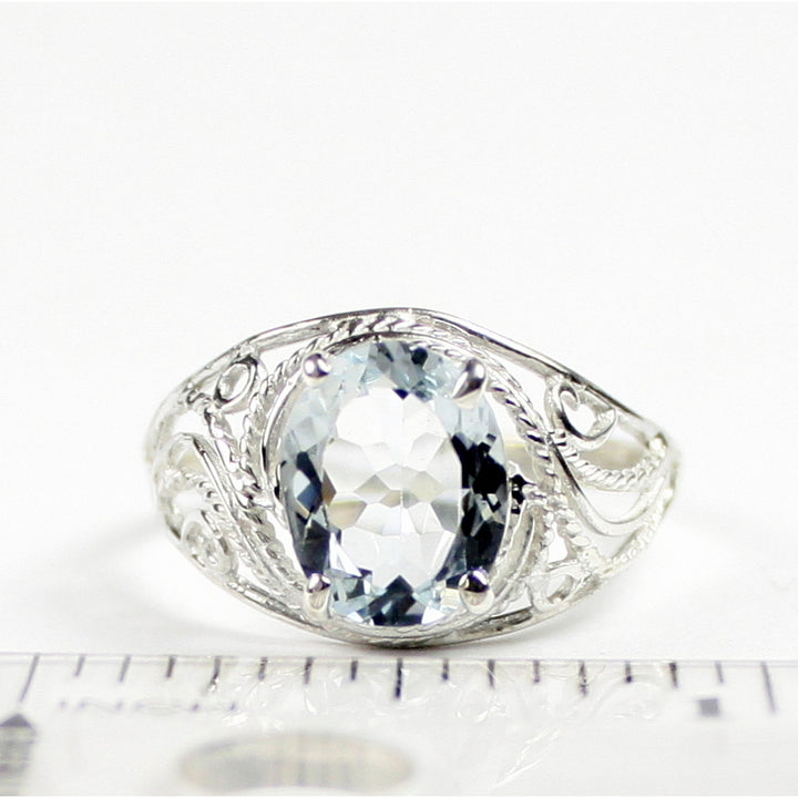 SR083 10x8mm Aquamarine 925 Sterling Silver Ring Image 4