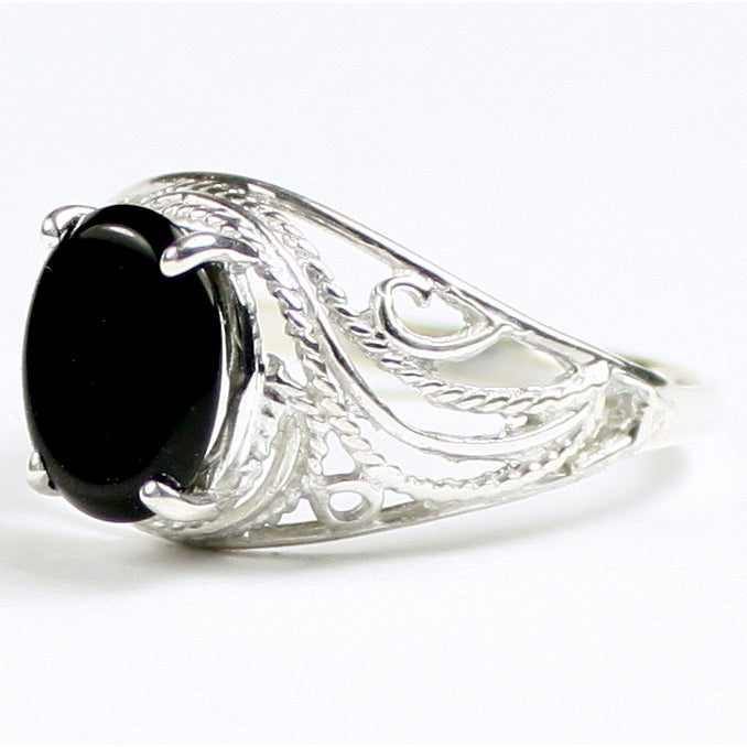 SR083 10x8mm Black Onyx 925 Sterling Silver Ring Image 2