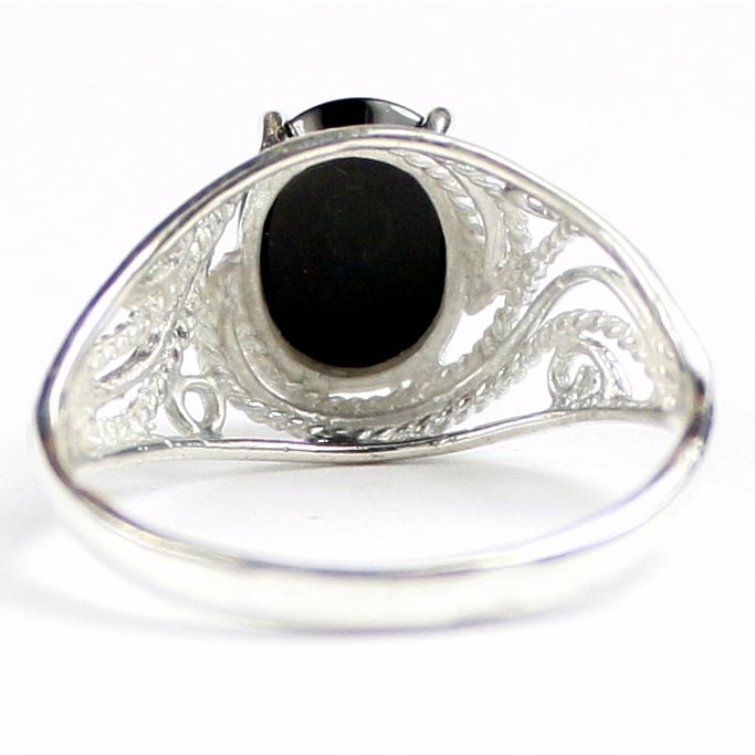 SR083 10x8mm Black Onyx 925 Sterling Silver Ring Image 4