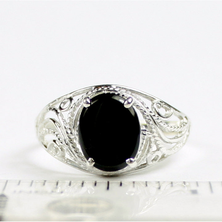 SR083 10x8mm Black Onyx 925 Sterling Silver Ring Image 4