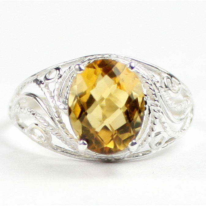 SR083 10x8mm Citrine 925 Sterling Silver Ring Image 1