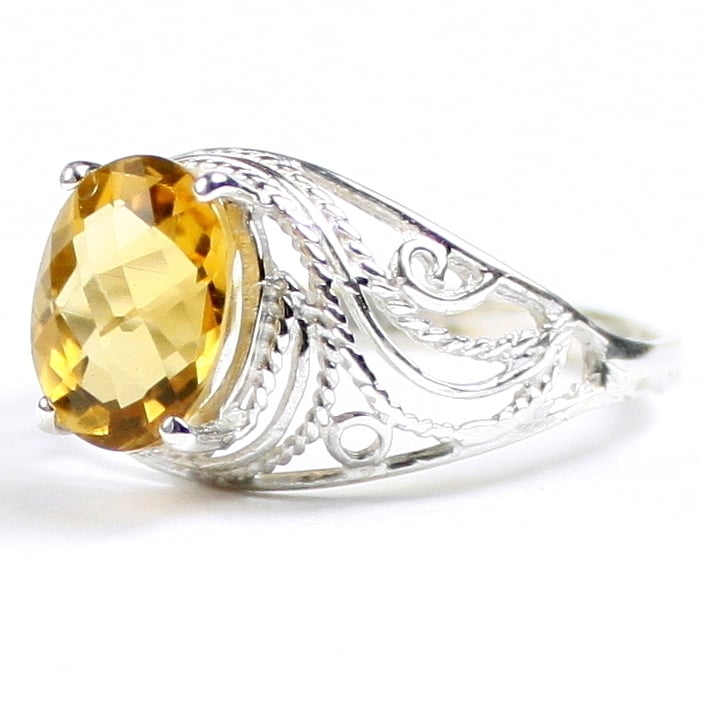 SR083 10x8mm Citrine 925 Sterling Silver Ring Image 2