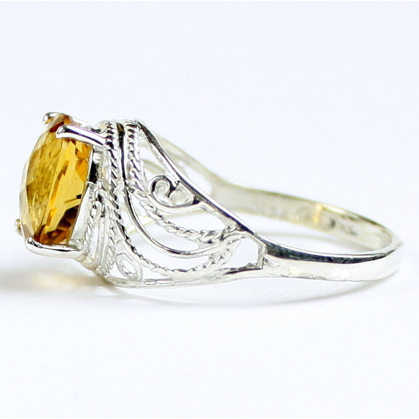 SR083 10x8mm Citrine 925 Sterling Silver Ring Image 3